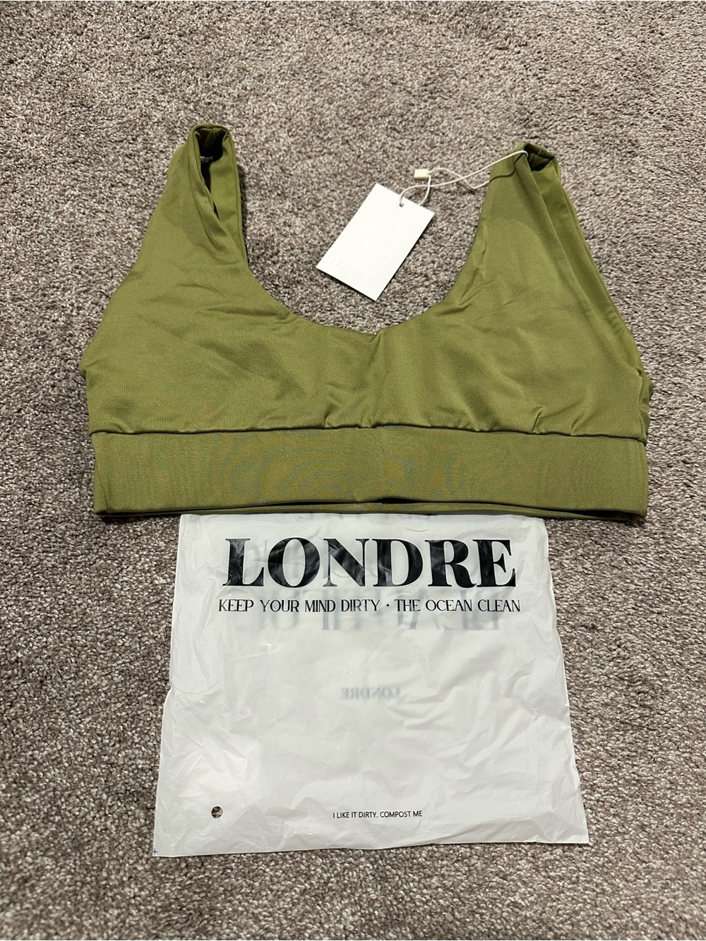 Londre Olive Green Swim Bodysuit Top size M new with tags
